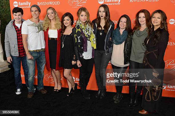 Cast and producers from Pretty Little Liars and Ravenswood gather at the Hollywood Forever Cemetery to celebrate the October 22nd premiere of both...