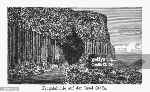 フィ��ンガルの洞窟 staffa、スコットランド、木版画、1894年に出版 - basalt点のイラスト素材／クリップアート素材／マンガ素材／アイコン素材