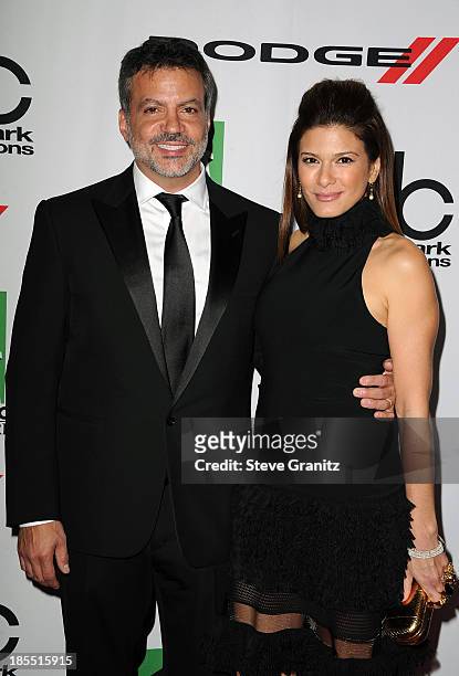 Producer Michael DeLuca and wife Angelique Madrid arrive at the 17th Annual Hollywood Film Awards at The Beverly Hilton Hotel on October 21, 2013 in...