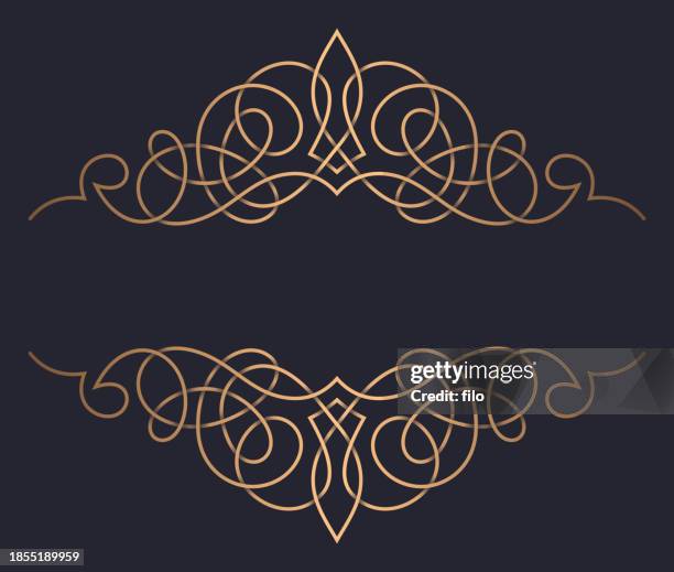 ilustrações de stock, clip art, desenhos animados e ícones de golden filigree decorative line element - filigrana