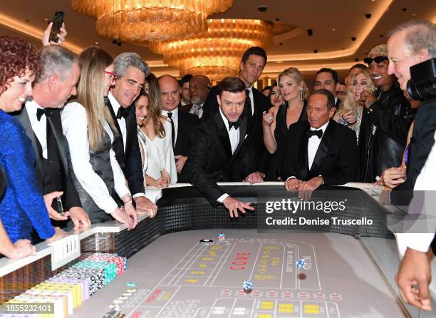 Fontainebleau Development Chairman & CEO Jeffrey Soffer, Justin Timberlake, Tom Brady, Fontainebleau Las Vegas COO Colleen Birch, Paul Anka, Cher,...