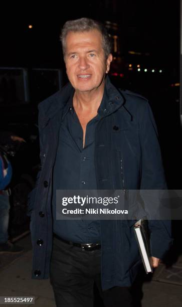 Mario Testino is sighted leaving the Westbury Hotel, Mayfair on October 21, 2013 in London, England.