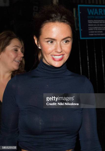 Jennifer Metcalfe is sighted leaving the Minestry of Sound, Elephant and Castle on October 21, 2013 in London, England.