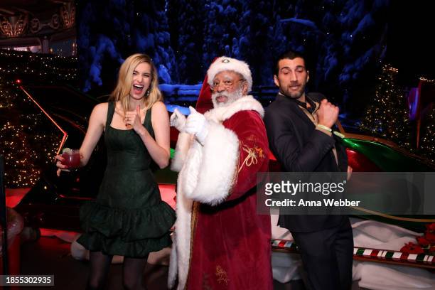 Allegra Edwards, a person dressed as Santa Claus, and Clayton Snyder attend Winter Wonderland hosted by Amazon Freevee and Prime Video at The Culver...