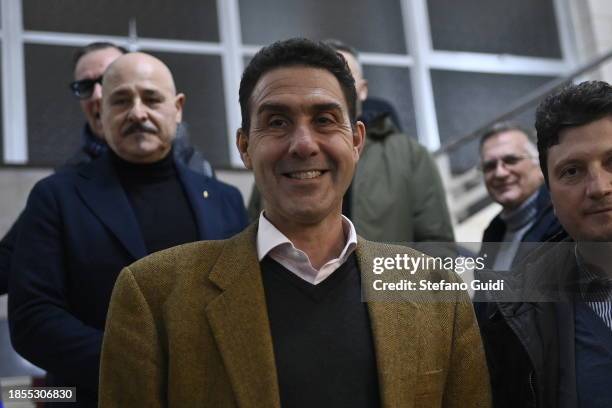 Italian Army General Roberto Vannacci attends during the launch of his book on December 14, 2023 in Turin, Italy. A protest was organized by social...