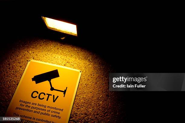 Lomo shot of a floodlit sign showing CCTV camera symbol.