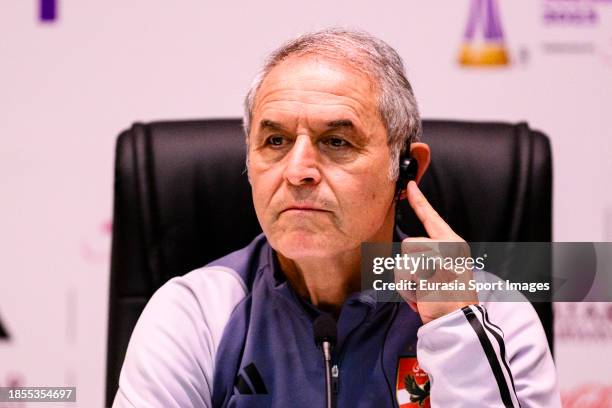 Al Ahly Head Coach Marcel Koller talks during Al Ahly Press Conference on December 17, 2023 at King Abdullah Sports City in Jeddah, Saudi Arabia.