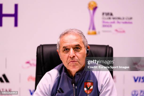 Al Ahly Head Coach Marcel Koller talks during Al Ahly Press Conference on December 17, 2023 at King Abdullah Sports City in Jeddah, Saudi Arabia.