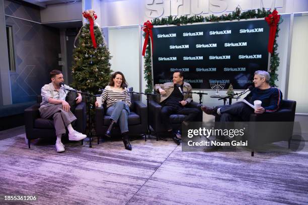 Jamie Bell, Claire Foy and Andrew Scott speak with Andy Cohen at the SiriusXM Studios on December 14, 2023 in New York City.