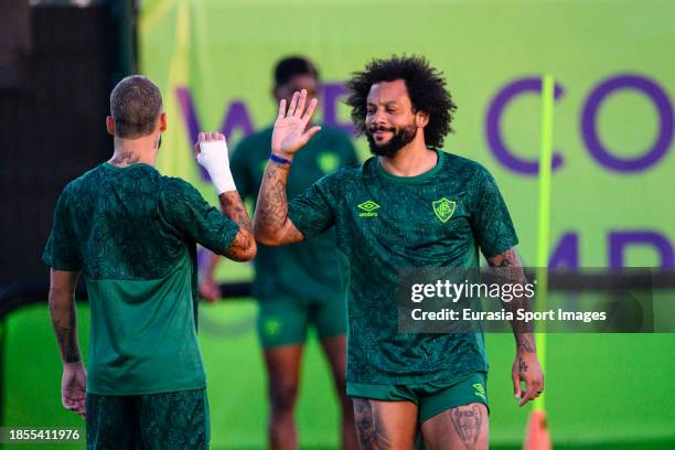 Marcelo Vieira of Fluminense warming up during Fluminense Training Session on December 17, 2023 at King Abdullah Sports City in Jeddah, Saudi Arabia.