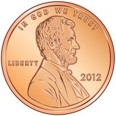 Vector illustration of a single US cent coin