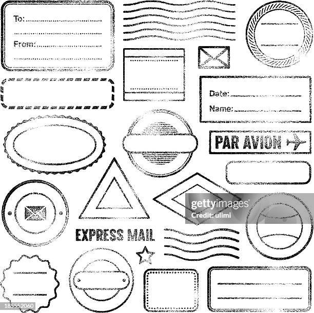 illustrazioni stock, clip art, cartoni animati e icone di tendenza di francobolli postale - timbro postale