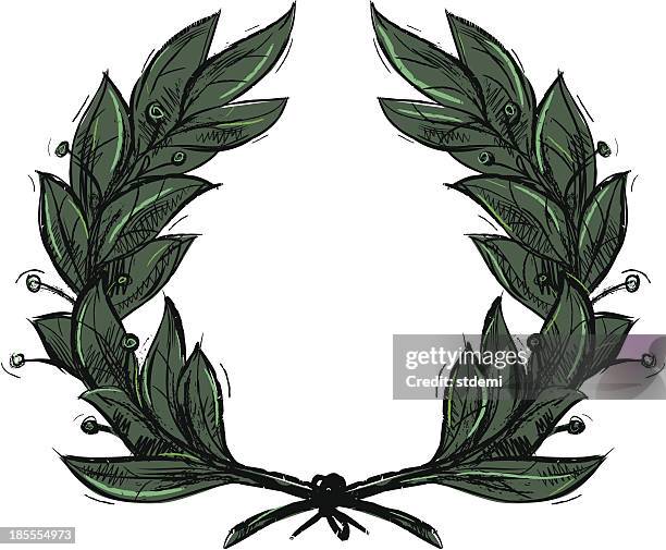 laurel wreath - bay tree stock illustrations