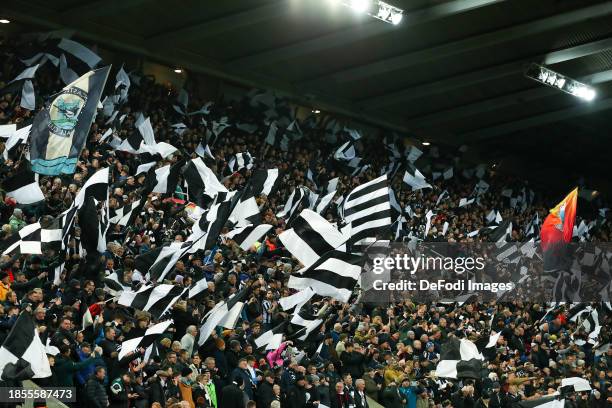 Newcastle United fans prior to the UEFA Champions League match between Newcastle United FC and AC Milan at St. James Park on December 13, 2023 in...