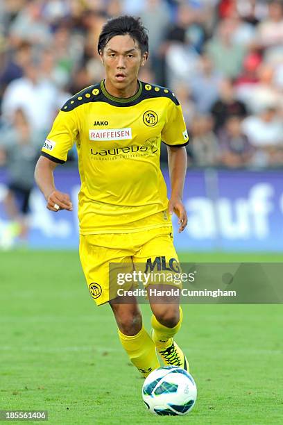 Yuya Kubo of BSC Young Boys in action during the Swiss Super League match between FC Aarau v BSC Young Boys at Brugglifeld on August 10, 2013 in...