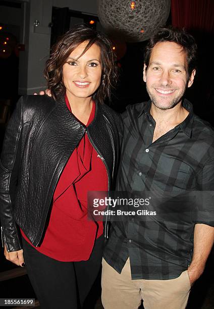 Mariska Hargitay and Paul Rudd attend the Paul Rudd 2nd Annual All-Star Bowling Benefit supporting Our Time at Lucky Strike on October 21, 2013 in...