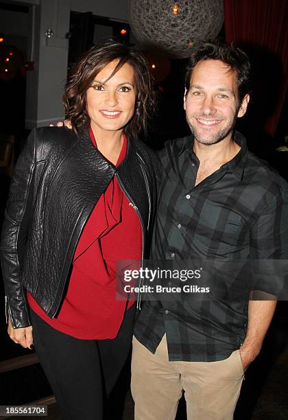 Mariska Hargitay and Paul Rudd attend the Paul Rudd 2nd Annual All-Star Bowling Benefit supporting Our Time at Lucky Strike on October 21, 2013 in...