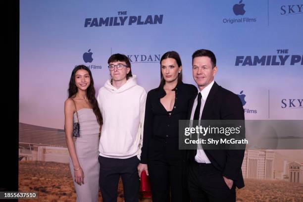 Sunni Gaines, Michael Wahlberg, Rhea Durham and Mark Wahlberg attend the world premiere of the Apple original film "The Family Plan" at The Chelsea...