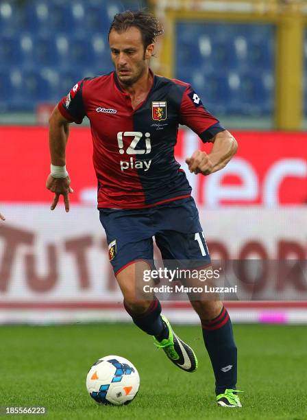 Alberto Gilardino of Genoa CFC in action during the Serie A match between Genoa CFC and AC Chievo Verona at Stadio Luigi Ferraris on October 20, 2013...