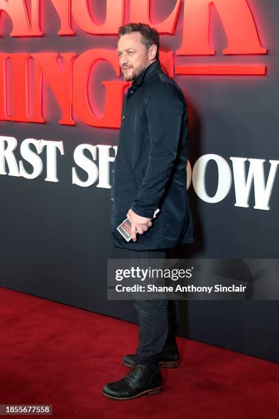 James McAvoy attends the "Stranger Things: The First Shadow" World Premiere at the Phoenix Theatre on December 14, 2023 in London, England.