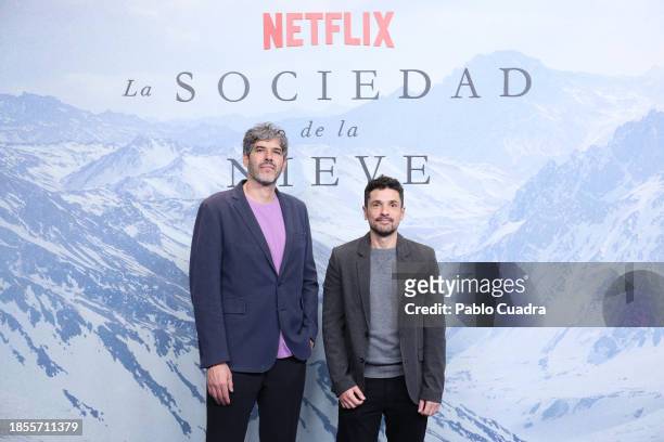Jaume Marti and Andres Gil attend "La Sociedad de la Nieve" premiere at Circulo de las Bellas Artes on December 14, 2023 in Madrid, Spain.