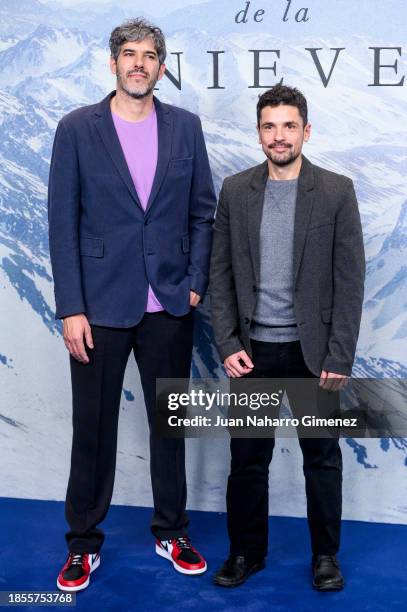 Jaume Marti and Andres Gil attends 'La Sociedad de la Nieve' premiere at Circulo de las Bellas Artes on December 14, 2023 in Madrid, Spain.