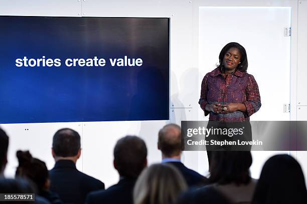 EBay's chief marketing officer Richelle Parham speaks at eBays launch of new features during its Future of Shopping event at Industria Studios on...