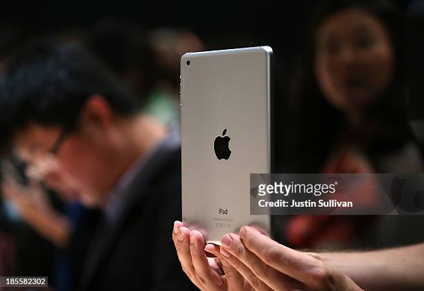 New iPad Mini is displayed during an Apple announcement at the Yerba Buena Center for the Arts on October 22, 2013 in San Francisco, California. The...