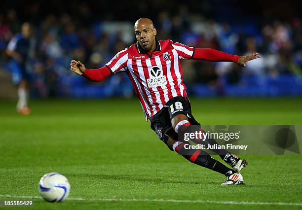 Marlon King of Sheffield United in action during the Sky Bet League One match between Peterborough United and Sheffield United at London Road Stadium...