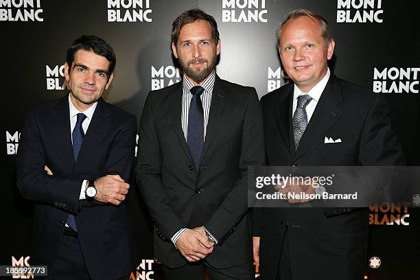 At Montblanc Jerome Lambert, actor Josh Lucas and President & CEO at Montblanc North America Jan-Patrick Schmitz attend Montblanc celebrates Madison...