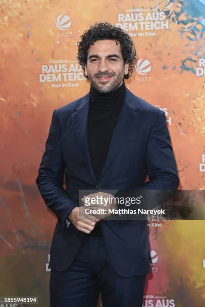 Actor Elyas M'Barek attends the Berlin premiere of "Raus aus dem Teich" at Zoo Palast on December 17, 2023 in Berlin, Germany.