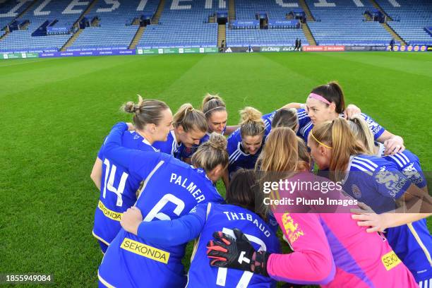 Players of Leicester City Women before the Leicester City v West Ham United - Barclays Women´s Super League match at King Power Stadium on December...