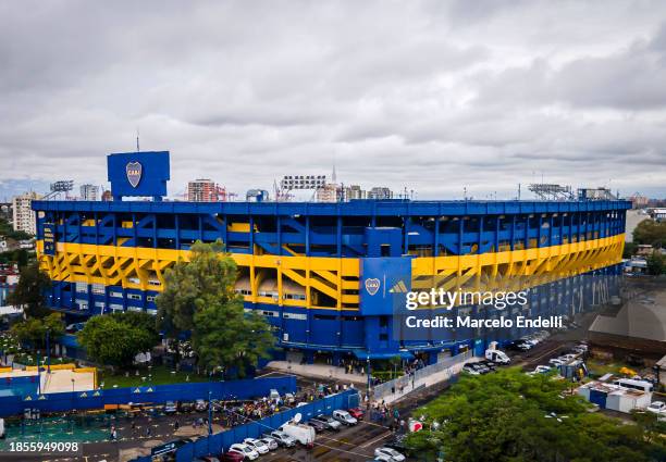 Aerial view of Estadio Alberto J. Armando during the presidential elections in Boca Juniors, after a court suspension due to suspicions of...