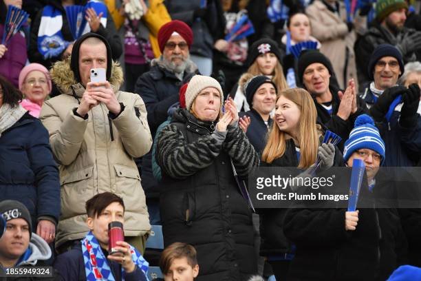 Fans of Leicester City Women before the Leicester City v West Ham United - Barclays Women´s Super League match at King Power Stadium on December 17,...