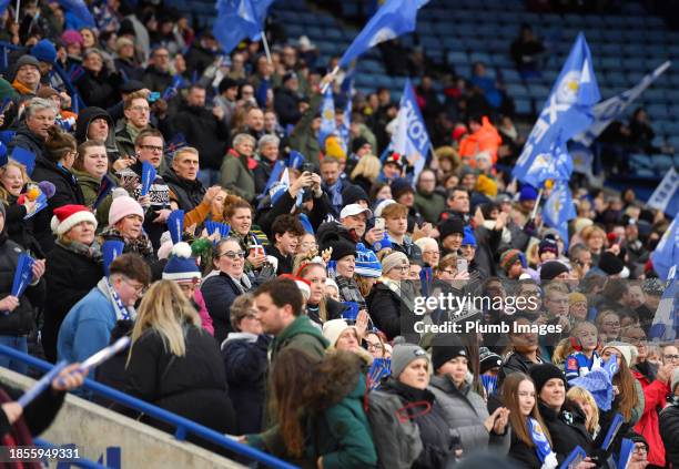 Fans of Leicester City Women before the Leicester City v West Ham United - Barclays Women´s Super League match at King Power Stadium on December 17,...