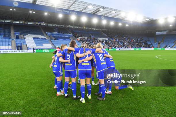 Players of Leicester City Women before the Leicester City v West Ham United - Barclays Women´s Super League match at King Power Stadium on December...