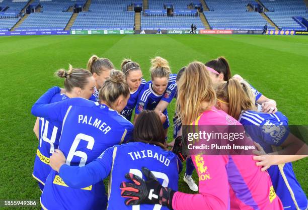 Players of Leicester City Women before the Leicester City v West Ham United - Barclays Women´s Super League match at King Power Stadium on December...