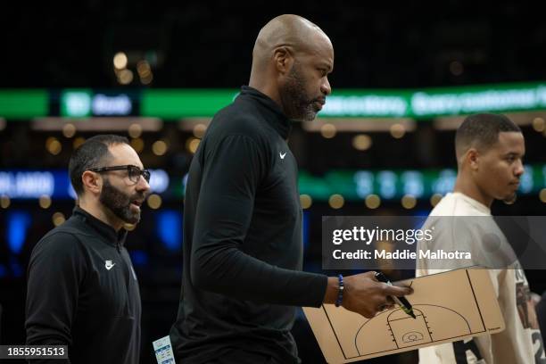 Head coach Jamahl Mosley of the Orlando Magic looks on during the first half against the Boston Celtics at TD Garden on December 17, 2023 in Boston,...