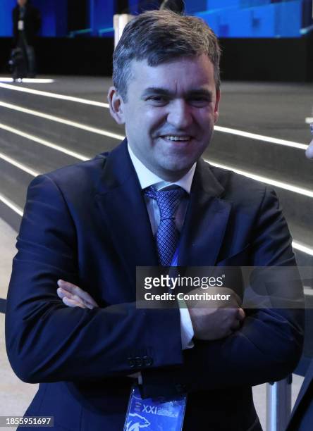 Governor of Ivanovo Oblast Stanislav Voskresenskiy smiles during the 21th Congress of the United Russia Party, December 2023, in Moscow, Russia....