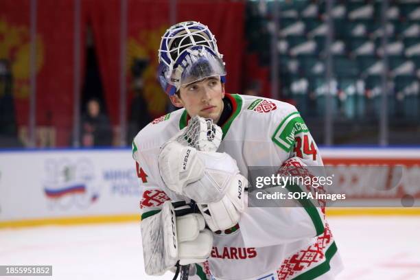 Belarus national hockey team player, Pavel Moysevich seen during the Channel One Cup between Belarus and Stars and the VHL at Ice Sports Palace....