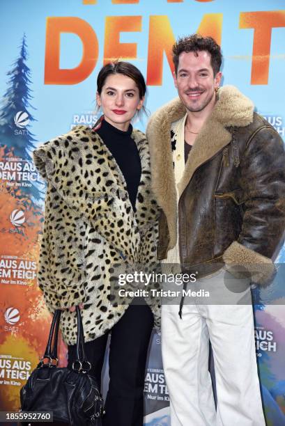 Romina Küper and Nico Stank attend the german premiere of "Raus aus dem Teich" at Zoo Palast on December 17, 2023 in Berlin, Germany.