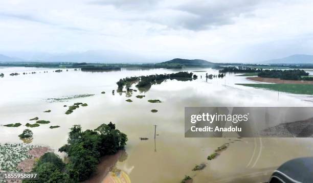 General view of the flooded area in Queensland, Australia on December 18, 2023. More than 300 rescued from floodwaters.