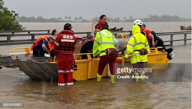 Personnel conduct search and rescue operations in the flooded area in Queensland, Australia on December 18, 2023. More than 300 rescued from...