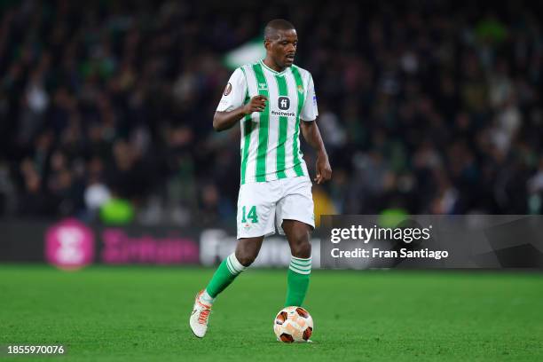 William Carvalho of Real Betis in action during a UEFA Europa League Group C Match between Real Betis and Rangers FC at Estadio Benito Villamarin on...