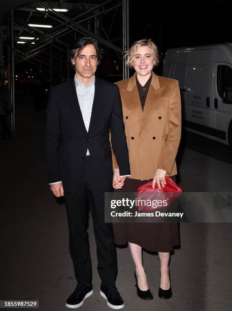 Noah Baumbach and Greta Gerwig arrive to the "The Boys In The Boat" New York Screening at Museum of Modern Art on December 13, 2023 in New York City.