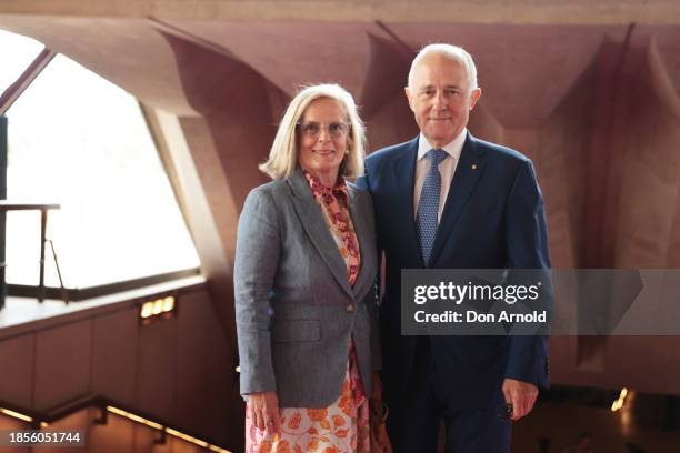 Lucy Turnbull and Malcolm Turnbull attend the State Memorial for Barry Humphries at Sydney Opera House on December 15, 2023 in Sydney, Australia....