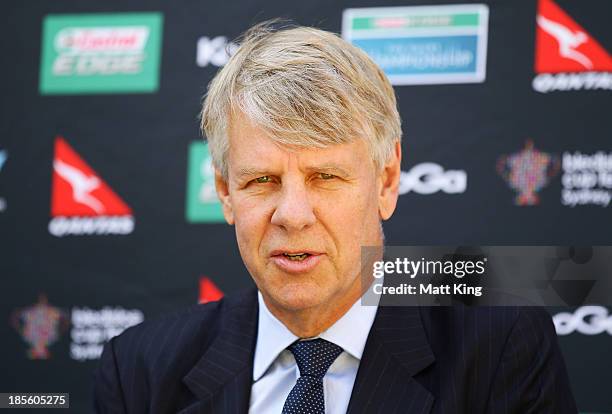 Waratahs Chairman Roger Davis speaks during the NSW Parliament Friends of Rugby Launch at NSW Parliament House on October 23, 2013 in Sydney,...