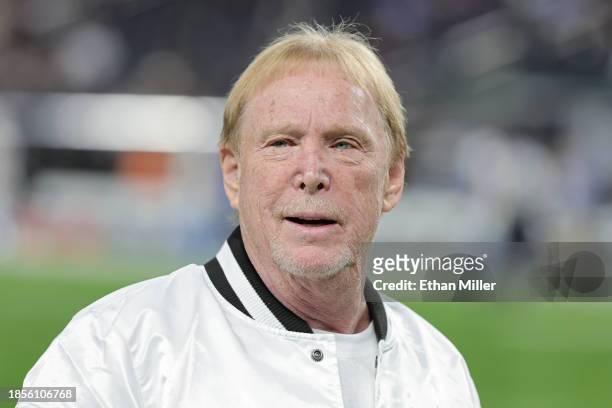Owner and managing general partner Mark Davis of the Las Vegas Raiders looks on before his team play against the Los Angeles Chargers at Allegiant...