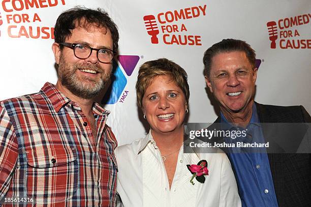 Actor Rainn WIlson, YMCA Los Angeles Executive Director Laurie Goganzer and YMCA Los Angeles President Alan Hostrup arrive at the 10th Annual Comedy...