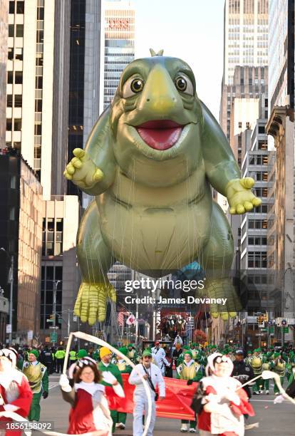 View of the Leo balloon at the 97th Annual Macy's Thanksgiving Day Parade on November 23, 2023 in New York City.